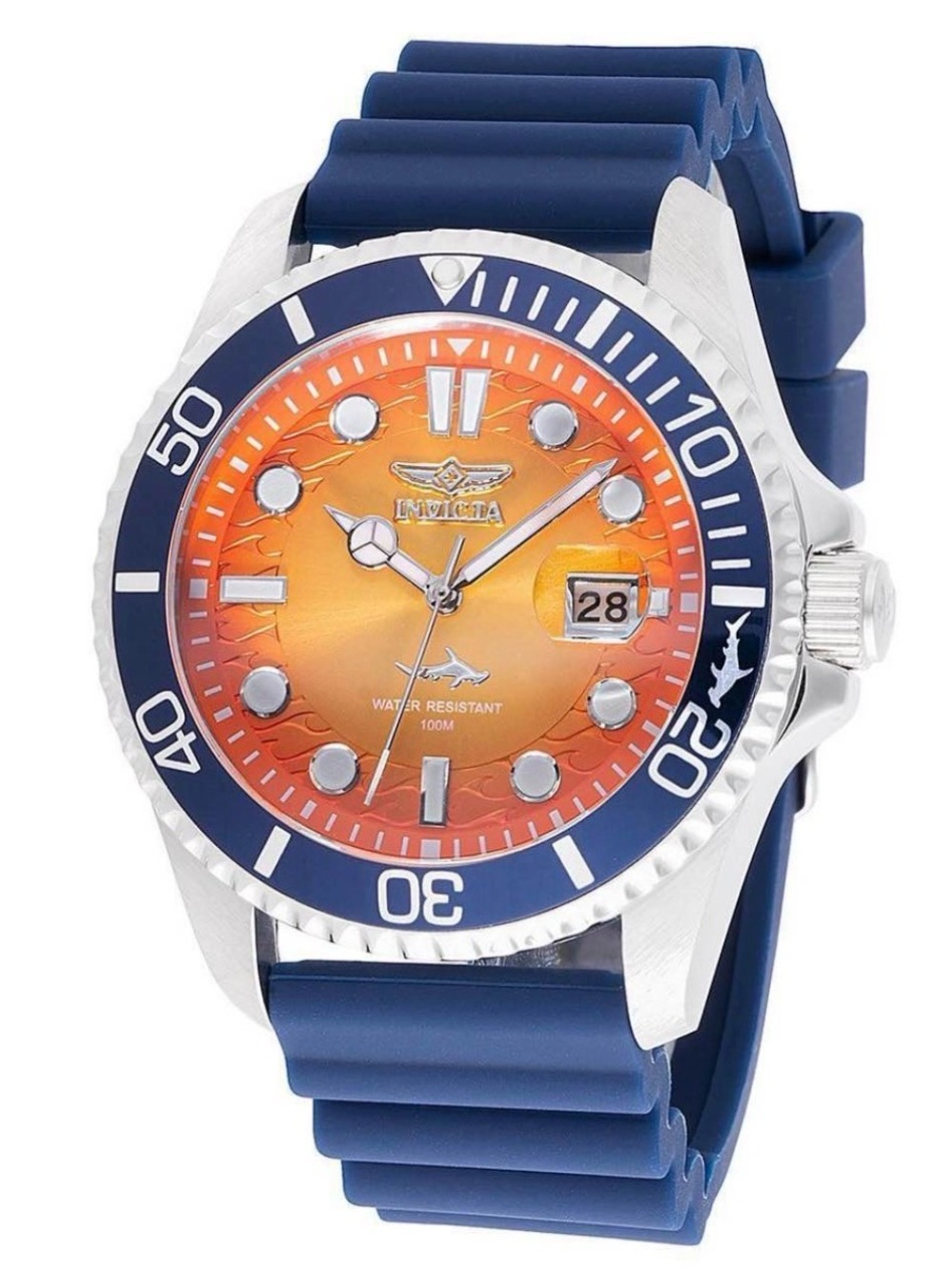 Invicta Pro Diver Shark
Men's Watch - 43mm, Blue & Orange Dial